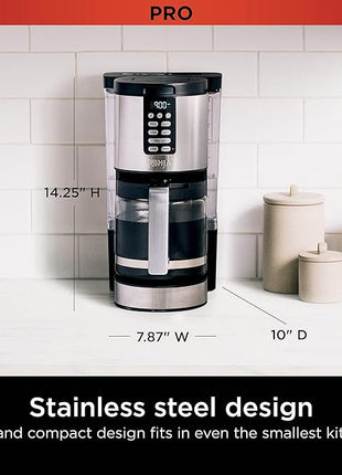 Ninja 14 Cup , Programmable Coffee Maker XL Pro with Permanent Filter, 2 Brew Styles Classic & Rich, 4 Programs Small Batch, Delay Brew, Freshness Timer & Keep Warm, Stainless Steel, DCM201