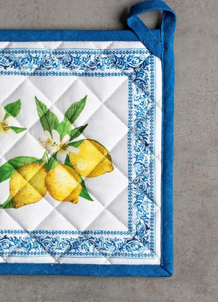 Maison d' Hermine Pot Holders 100% Cotton Heat Resistant Potholders 8" x 8" Hot Pads with Loop BBQ, Cooking, Baking, Grilling, Kitchen, Handling Hot Pans Spring/Summer (Pack of 1, Cedrat)