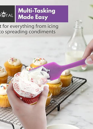 Silicone Spatula Set - 4-Piece Rubber Spatulas Silicone Heat Resistant 600°F for Everyday Task - Seamless Design Kitchen Spatulas for Nonstick Cookware - Purple