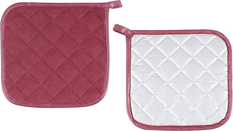 Pot Holders Cotton Made Machine Washable Heat Resistant Potholder, Pot Holder, Hot Pads, Trivet for Cooking and Baking (5, Ruby)