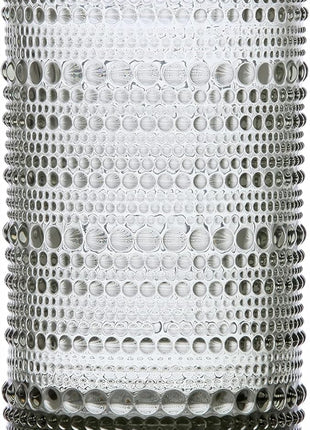 Fortessa Jupiter Beaded Hobnail Glass, 13 Ounce Iced Beverage (Set of 4), Smoke Gray