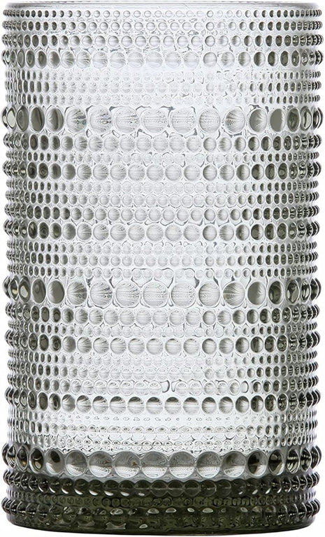 Fortessa Jupiter Beaded Hobnail Glass, 13 Ounce Iced Beverage (Set of 4), Smoke Gray