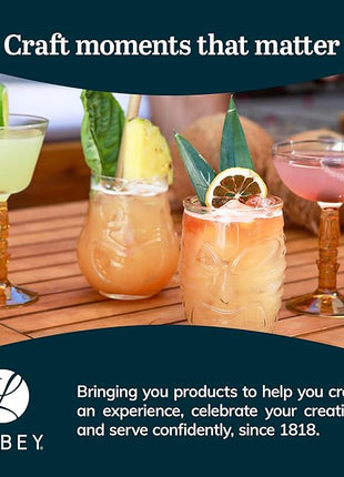 Libbey Tiki Rocks Glasses Set, Vintage-style Glassware Drinking Glasses Set of 4, Exotic, Dishwasher Safe Glasses for Backyard Luau or Pool Party