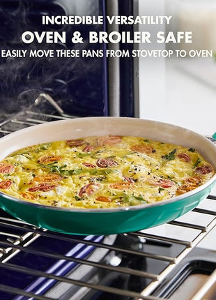 GreenPan Rio Healthy Ceramic Nonstick 8" Frying Pan Skillet and Silicone Spatula Set, Soft Grip Handle, Breaktfast Meal Set, PFAS-Free, Dishwasher Safe, Oven Safe, Turquoise