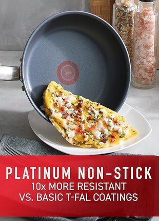 T-Fal Platinum Stainless Steel Fry Pan 12 Inch Induction Oven Safe up to 500F Cookware, Pots and Pans, Dishwasher Safe Silver