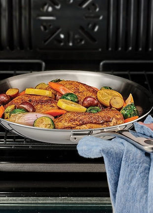 Tramontina Boston Tri-Ply Clad Stainless Steel 12-Inch Large Frying Pan, Induction-Ready Skillet, Dishwasher-Safe, NSF-Certified