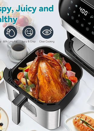 DEIME Air Fryer 6.5 QT Oilless Oven Large AirFryer Healthy Cooker with 10 1-Touch Preset, Visible Cooking Window, Non-Stick Basket & Dishwasher Safe