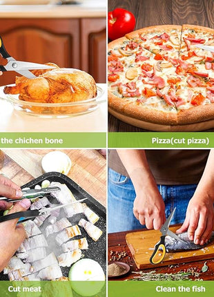 Kitchen Scissors, iBayam 2-Pack Multipurpose Kitchen Shears, 8.5 Inch Heavy Duty Dishwasher Safe Food Cutting, Stainless Steel Sharp Cooking Scissors for Kitchen, Chicken, Poultry, Fish, Meat, Herbs