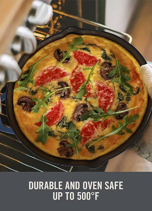 Zakarian by Dash 11 Inch Nonstick Cast Iron Skillet, Titanium Ceramic Coated Frying Pan, Blue