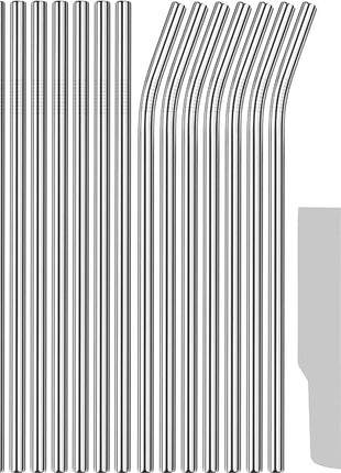 Tomorotec 40oz Straws, 14PCS Stainless Steel Replacement Straws for Stanley 40oz Adventure Quencher Travel Tumblers with Cleaning Brushes 2PCS, Food-Grade, Dishwasher Safe for Smoothies (Silver)