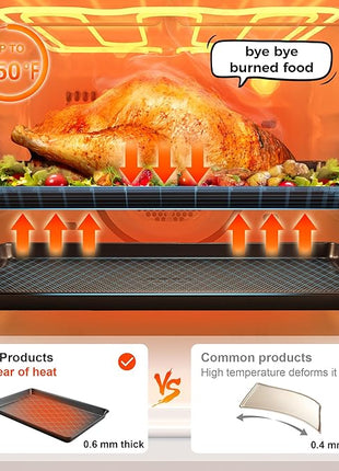 HONGBAKE 2 Pack Jelly Roll Pan Set 15x10, Cookie Sheets for Baking with Diamond Texture, Baking Sheets Non Stick, Non Toxic Oven Trays for Cooking, Heavy Duty 57% Thicker Carbon Steel, Dark Gray