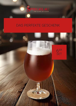 Spiegelau Classic Tulip Beer Glass, European-Made Crystal Drinking Glasses Perfect for Belgian Ales, IPA Beers, Cocktails, Sodas, Beverages, Smoothies, Home Bar Accessories, 15.5 oz, Set of 6