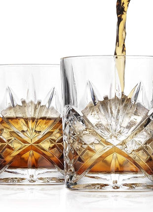 Godinger Old Fashioned Whiskey Glasses with Bonus Sphere Ice Ball Maker Ice Molds, Whiskey Drinking Glasses Set of 2, Rocks Glasses, Gifts for Men - Dublin Collection, Set of 2