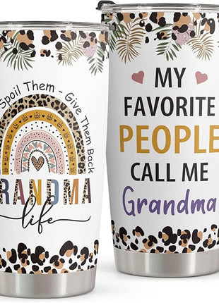 Macorner Grandma Gifts - Stainless Steel Tumbler 20oz for Women - Birthday Christmas Mothers Day Gift for Mom Nana Mimi From Daughter Son Grandkids - Best Grandma Ever