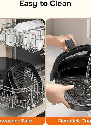 Simple Deluxe Air Fryer - 6.34 QT Digital Airfryer with Visible Window, 12 Presets Functions, Nonstick and Dishwasher-Safe Basket, 1700W, Gray