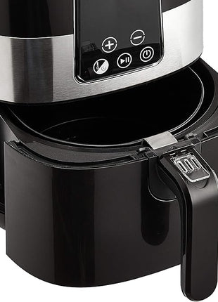 Amazon Basics 3.2 Quart 6-In-1 Air Fryer (Fry, Crisp, Roast, Bake, Reheat, Dehydrate), Non-Stick, with Timer, Auto Shut-Off, Digital Touch Screen, 180-400°F, 1400W, Black/Silver