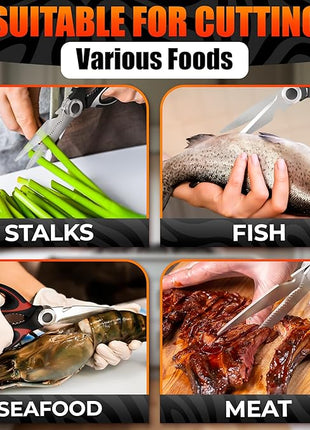 Kitchen Shears for Food Heavy Duty – Kitchen Scissors All Purpose with Cover, 2CR13 Stainless Steel Blades, Rust-Resistant Utility Scissors with Bottle Opener – Cuts Fish, Meat, Nuts & Vegetables