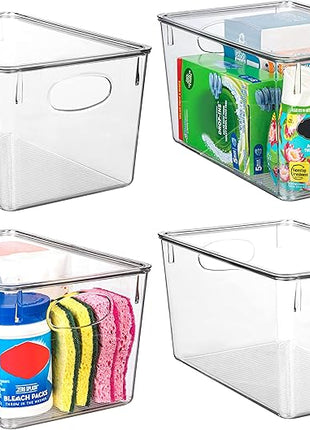ClearSpace Plastic Storage Bins With lids, 4 Pack – Perfect Pantry Organization and Storage – Fridge Organizer, Pantry Storage Containers and Storage Bins, Cabinet Organizers