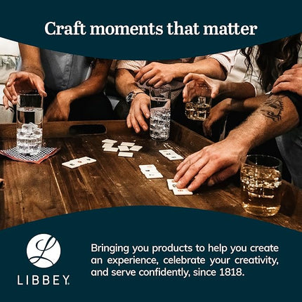 Libbey Hoops Tumbler and Rock Glass Set, Two Sized Nostalgic Retro Glass Cups Set, Dishwasher Safe Glasses Drinking Set of 16 for Any Occasion