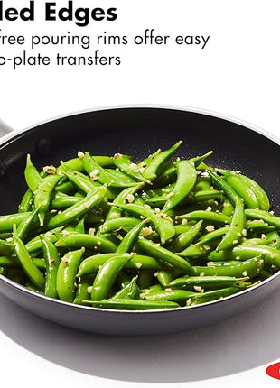 OXO 8”, 10” & 12” Non-Stick Every Day Frying Pan Set, BPA-Free Comfort Grip Silicone Handles, Dishwasher & Oven Safe, PFAS-Free Ceramic Skillets, Black