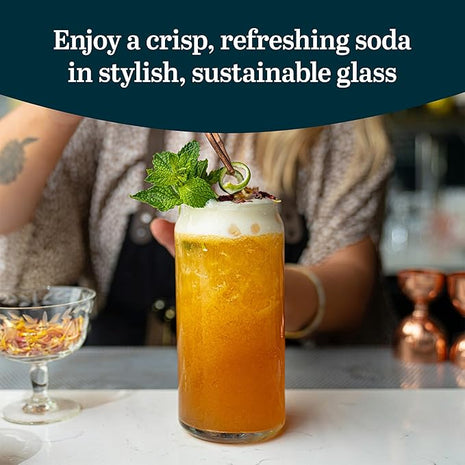 Libbey Classic Can XL Set of Drinking Glasses, Iced Coffee Cups Set of 4, 20 Oz, Dishwasher Safe Glass Beer Cups for Beverages and Cocktails