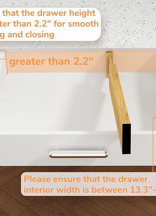 BAMEOS Drawer Divider,Expandable Bamboo Separators Adjustable Utensil Knife Fork Tool Kitchen Organizer, Clothes Fabric Drawer Organizer In Bathroom Bedroom Office, Cabinet Dresser Organizer 4-pack