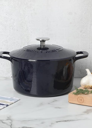Martha Stewart Gatwick 4 Quart Enamel Cast Iron Dutch Oven - Navy Blue
