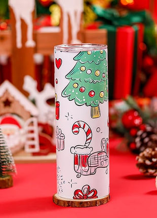 Joyclub Sublimation Tumblers Blanks 20 oz Skinny Straight Tumblers Bulk Stainless Steel Insulated Sublimation Cups with Lids and Straw, Gift Box