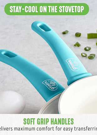 GreenLife Non Stick Fry Pan Set (7" & 10"), Non-Toxic PFAS-Free Ceramic Skillets, Dishwasher & Oven Safe, Egg Omelet Frying Pans, Stay- Cool Handles, Kitchen Home Cooking Essentials, Caribbean Blue