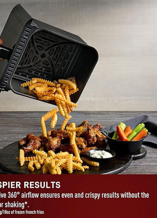 T-fal Infrared Air Fryer, 2x Faster Than Traditional Heating*, Large Air Fryer Toaster Oven Combo, 6 Qt Digital Touch Screen, 7-in-1 Cooking Functions, No-Shake Technology, 1550W, Black,