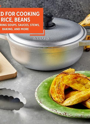 IMUSA 2.6 Quart Traditional Natural Made in Colombia Caldero with Lid for Cooking and Serving, Silver