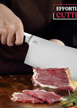 LDC Meat Cleaver Heavy-Duty 7" Inch Knife - High-Carbon Stainless Steel Chef Knife for Meat and Vegetables - Butcher Bone Cutting Knife for Home and Restaurant Use