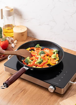 Wooden Spoons for Cooking 7-Piece, Kitchen Nonstick Wood Cooking Utensils Set, Durability Wooden Spatula Spoon for Everyday Use, Brown