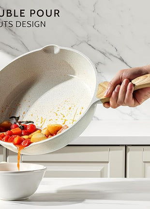 SENSARTE Nonstick Ceramic Saute Pan 12-Inch, 5QT Non-toxic Deep Frying Pan Skillet with Lid, Healthy No Teflon Cookware, Stay Cool Handle, Induction Compatible, PFAS Free