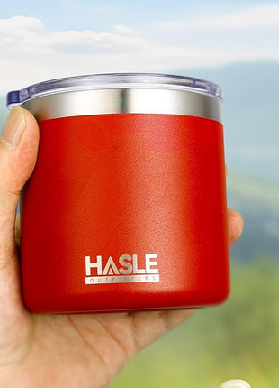 HASLE OUTFITTERS 10oz Insulated Tumblers with Lid and Straw,Stainless Steel Tumbler Travel Coffee Mug,Double Wall Reusable Tumbler Cup for Iced and Hot Drinks(Red,1 Pack