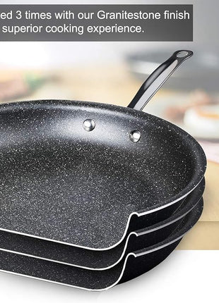 Granitestone 10" Non-Stick Frying Pan with Mineral/Diamond Coating for Long long-lasting nonstick Frying, Skillet for Cooking with Stay Cool Handles, Oven/Dishwasher Safe, Non-Toxic
