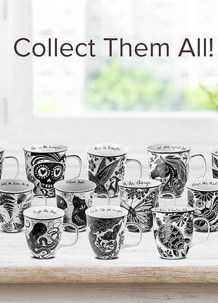 Karma Gifts 16 oz Black and White Boho Mug Sea Turtle - Cute Coffee and Tea Mug - Ceramic Coffee Mugs for Women and Men, 1 Count (Pack of 1)