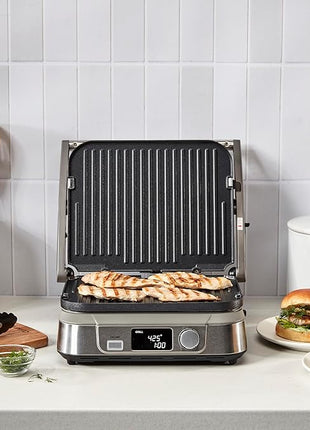 Cuisinart Electric Griddler FIVE Countertop Grill, Enjoy 5-in-1 Functions Including Panini Press, LCD Display, Wide Temperature Range, and Sear Function, Nonstick Plates, GR-5NAS, Stainless Steel