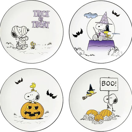 Lenox Dinnerware Set, The Great Pumpkin Accent Plates, Assorted, Set of 4 Porcelain Plates, Halloween Plates, Hand Wash Only, Spooky Salad and Pasta Plate, Halloween Table Decorations (4 Pieces)