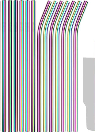 Tomorotec 40oz Straws, 14PCS Stainless Steel Replacement Straws for Stanley 40oz Adventure Quencher Travel Tumblers w/Cleaning Brushes 2PCS, Food-Grade, Dishwasher Safe for Smoothies (Metallic)