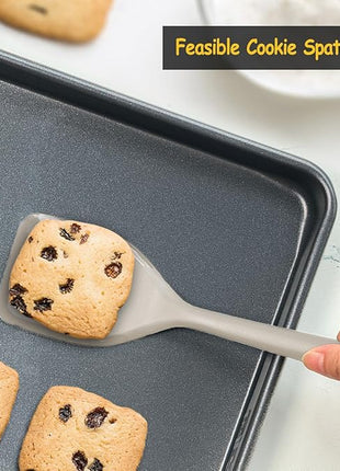 Silicone Spatula Set, 600°F Heat Resistant Silicone Spatula Turner Flipper for Cooking, Non Stick and Non Scratch Kitchen Utensils for Eggs & Pancakes, 4 Pack,Khaki