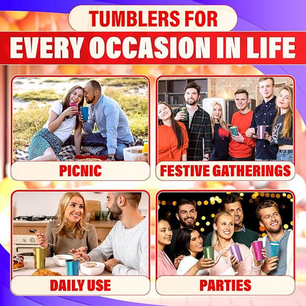 Retro Aluminum Cups 15 oz Set of 6 - Christmas Metal Tumblers for Cold Drinks, Festive Color-Finished Metal Cups for Drinking, Stackable and Dishwasher-Safe, for Home, Camping, Patio & Holiday Parties