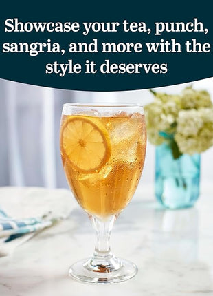 Libbey Classic Glass Goblets Set Of 12, Dishwasher Safe 16.25 Oz Drinking Goblets for Tea, Sangria and More, Ideal Stemmed Water Glasses for Parties