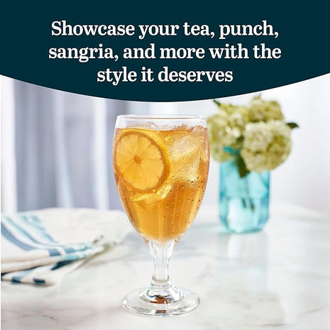 Libbey Classic Glass Goblets Set Of 12, Dishwasher Safe 16.25 Oz Drinking Goblets for Tea, Sangria and More, Ideal Stemmed Water Glasses for Parties