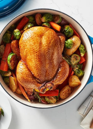 Amazon Basics Cast Iron Dutch Oven Pot with Lid, Enameled, Round, Dual Handles, Heavy-Duty, Large, 7.3-quart, Blue