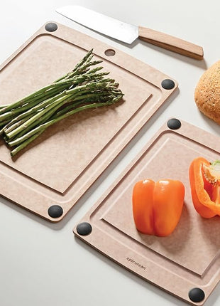 Epicurean All-In-One Cutting Board with Non-Slip Feet and Juice Groove, 11.5" × 9", Natural/Black