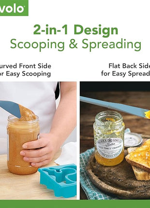 Tovolo Flex-Core Silicone Spatula Jar Scraper - Long-Handled Rubber Spatula with Angled Head for Scooping & Scraping - Heat-Resistant Spatulas for Kitchen Use, Dishwasher Safe & BPA-Free