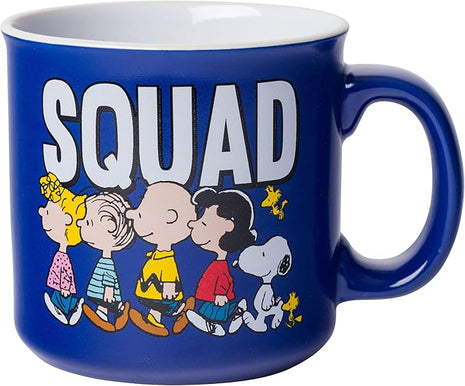 Silver Buffalo Peanuts Squad Featuring Sally, Linus, Charlie Brown, Lucy, Snoopy, and Woodstock Ceramic Camper Mug, 20 Ounces