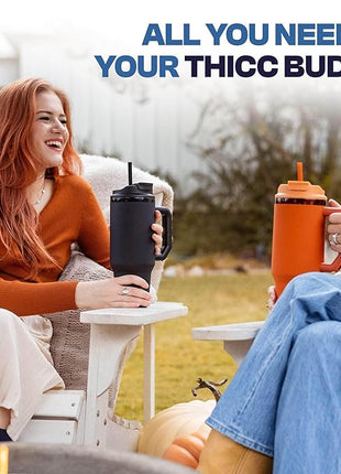 Frost Buddy Thicc Buddy - 40 oz Stainless Steel Vacuum Insulated Tumbler with Lid and Straw for Water - Travel Mug Cupholder Friendly - Gifts for Women Men Him Her (Texas Tea)
