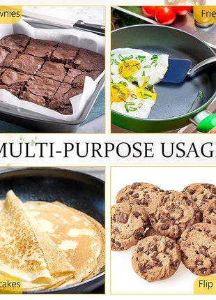 Silicone Cookie Spatula Turner 2 Pack Mini Brownie Spatula Flexible Kitchen Small Silicone Turner for Nonstick Cookware Heat Resistant No Scratch Flipper for Egg Pancake(Blue)